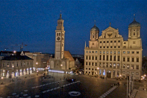 Screenshot einer Live-Cam Aufnahme des Augsburger Rathausplatzes